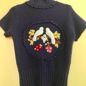 Anthropologie Moth Cardigan with Bird Embroidery